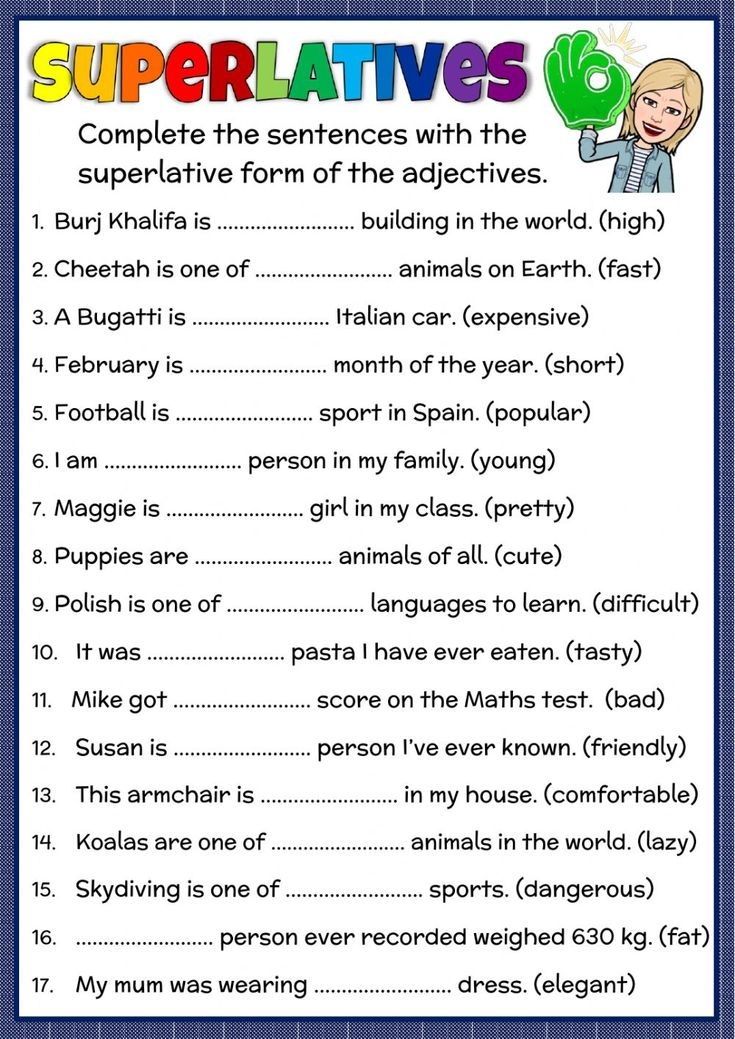 Comparative Superlative Adjectives Worksheets Printable 