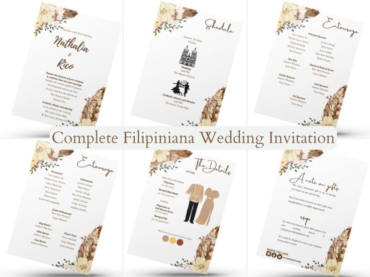 Complete Filipino Wedding Filipiniana Wedding Invitation Template Editable