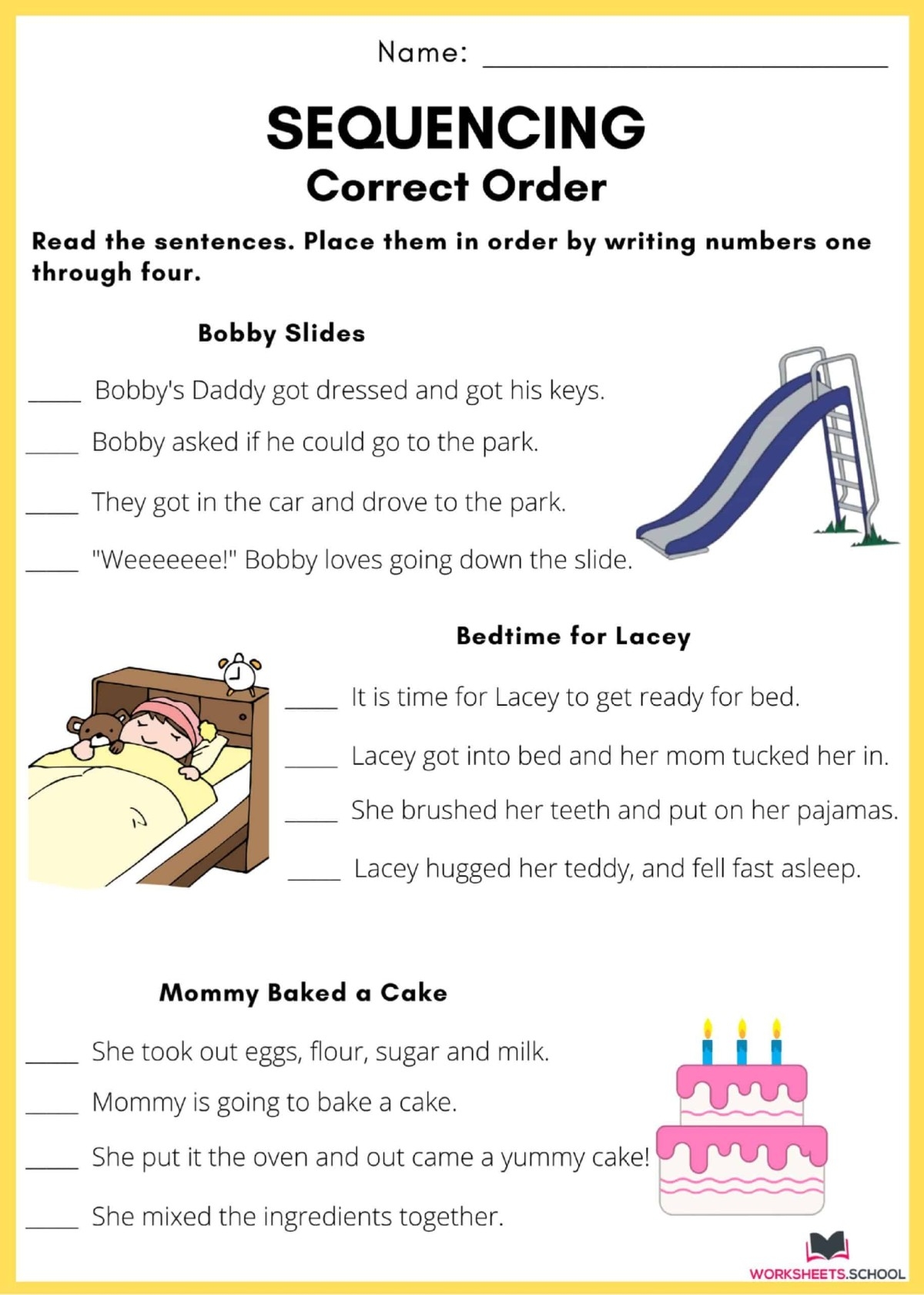 sequence of events worksheets