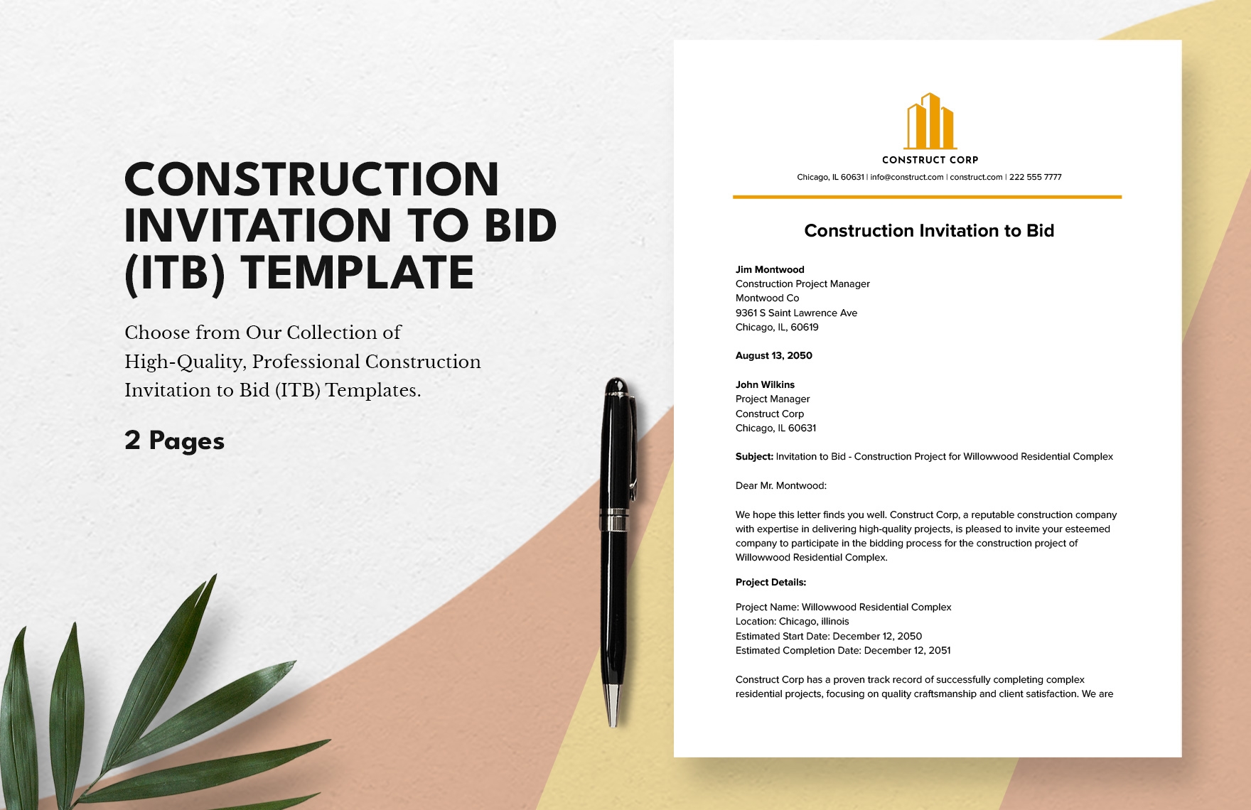 Construction Invitation To Bid ITB Template In Word PDF Google Docs 