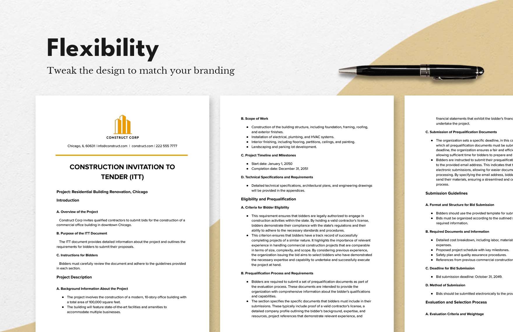 Construction Invitation To Tender ITT Template In Google Docs Word 