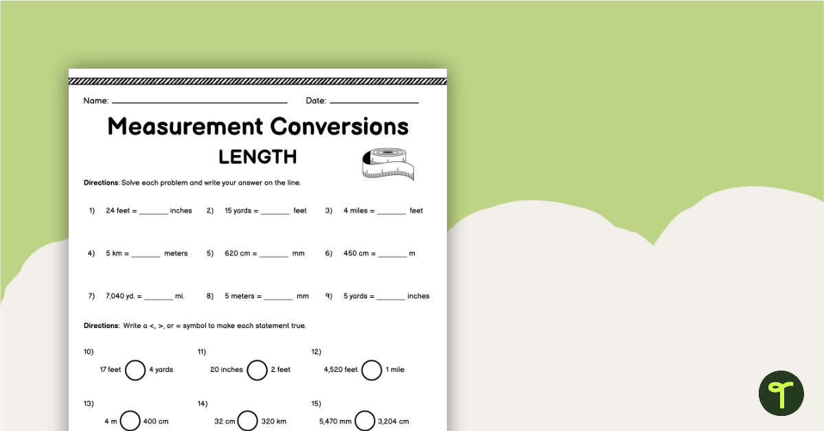 converting measurements worksheet