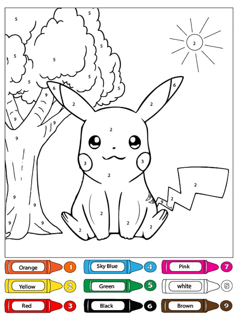 Cool Pikachu Color By Number Download Print Now 