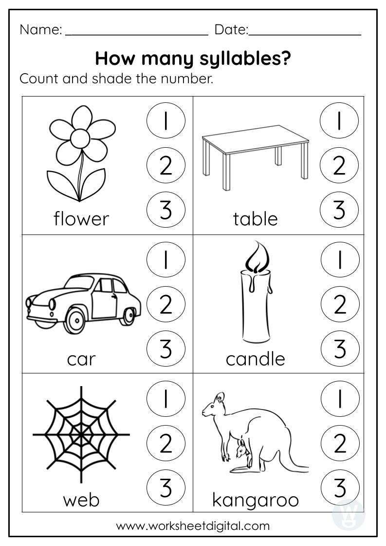 counting syllables worksheet