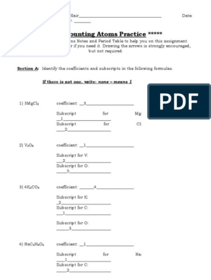 Counting Atoms Practice Advanced 2 PDF Molecules Atoms 