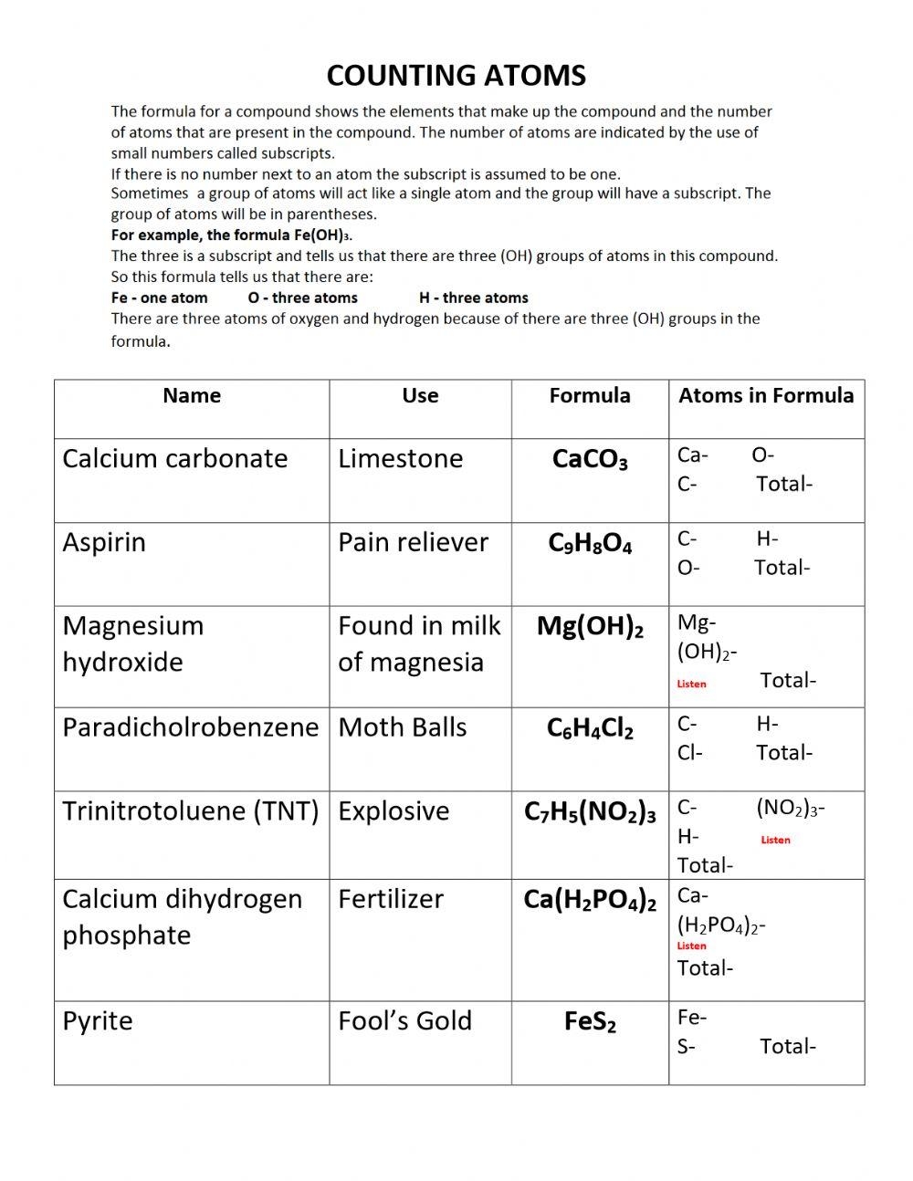 counting atoms worksheet answers