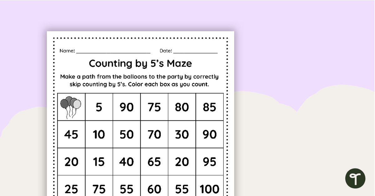 Counting By 5s Maze Teach Starter Worksheets Library