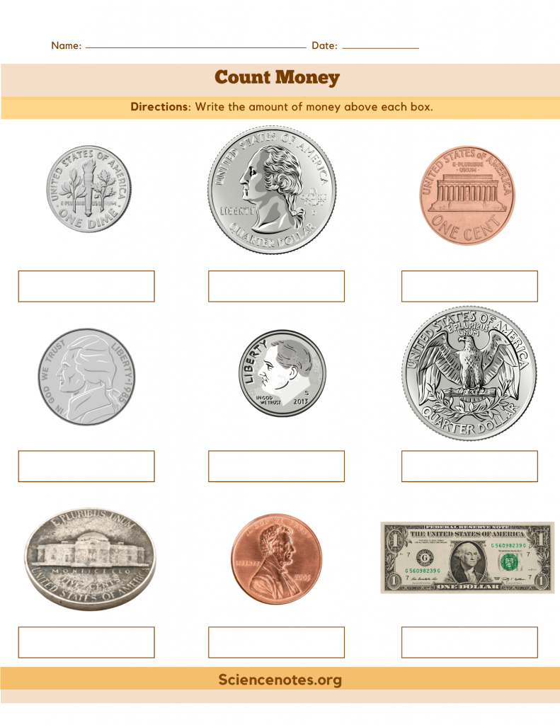 free money worksheets printable