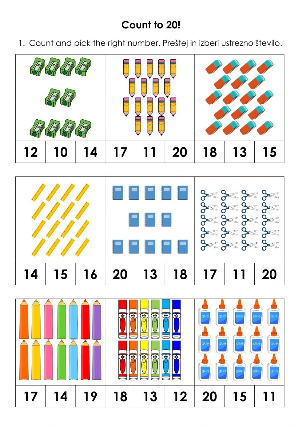 counting objects worksheets