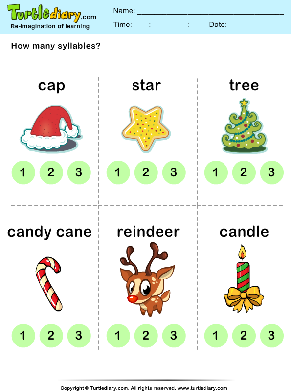 Counting Syllables Turtle Diary Worksheet