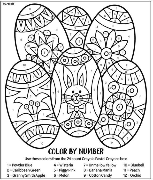 Crayola Canada Easter Eggs Colour By Number Colouring Page