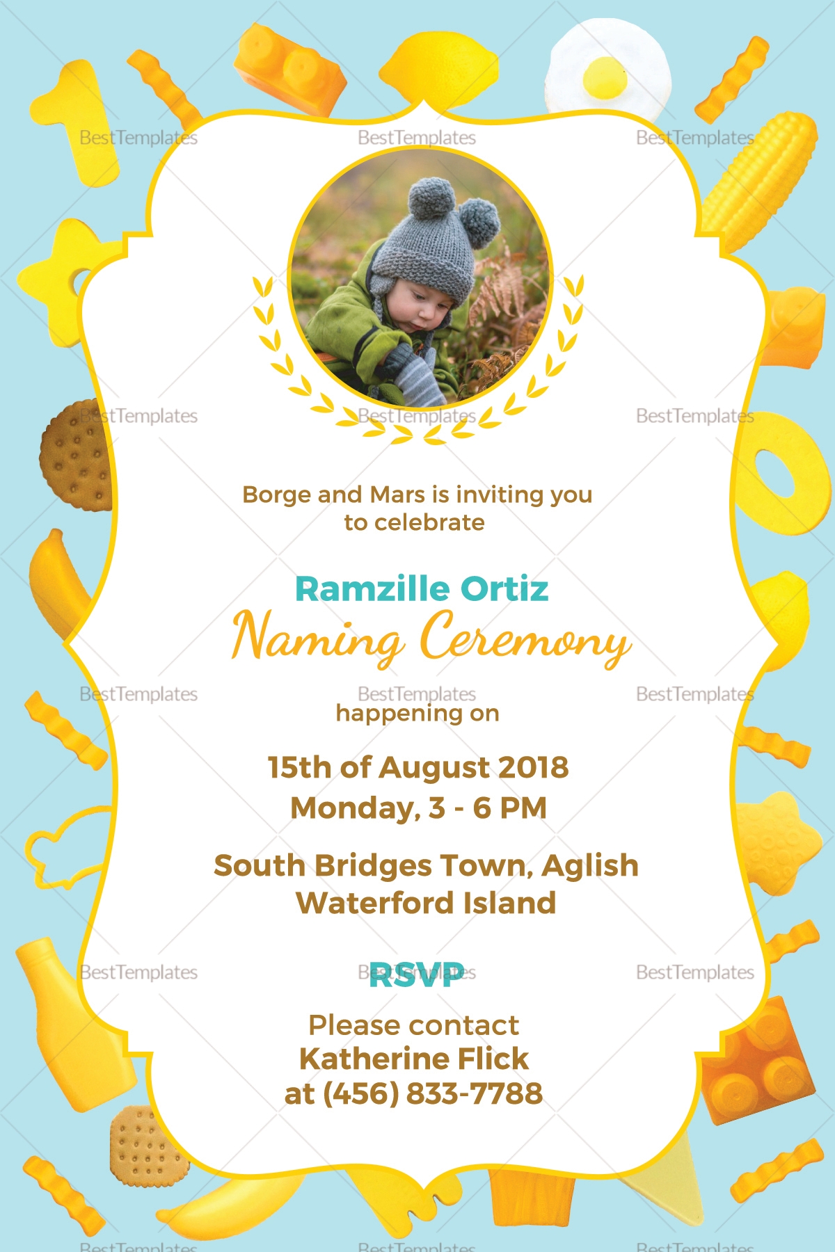Creative Naming Ceremony Invitation Design Template In PSD Word 