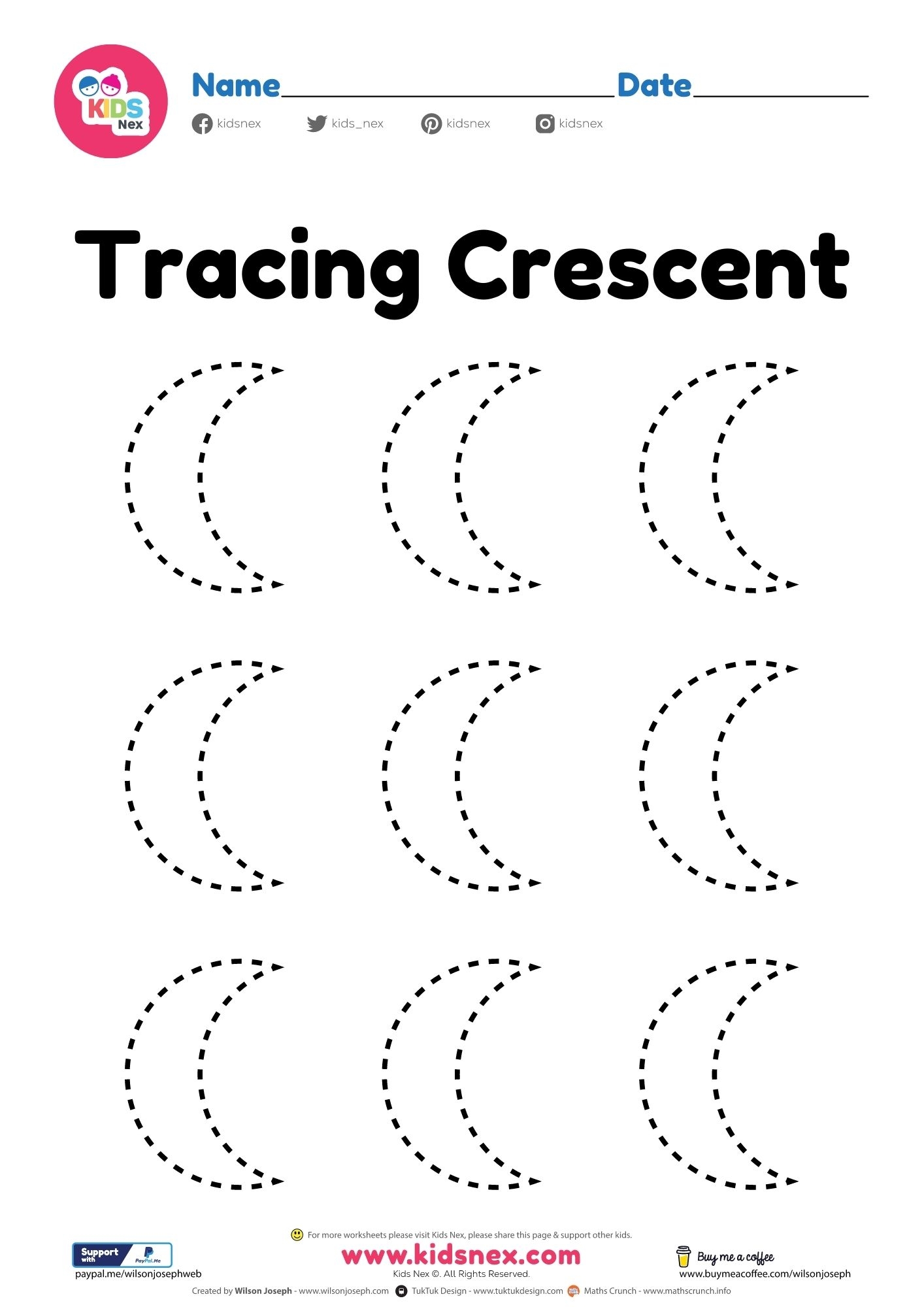 Crescent Shape Worksheet Free Printable PDF For Preschool