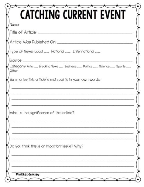 Current Event Activity Sheet Worksheets Library