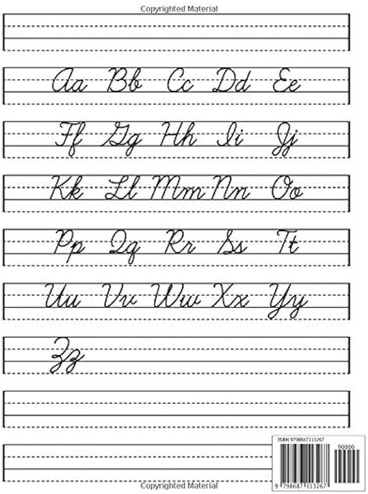 Cursive Handwriting Practice Paper Workbook With Dotted Sheets To 