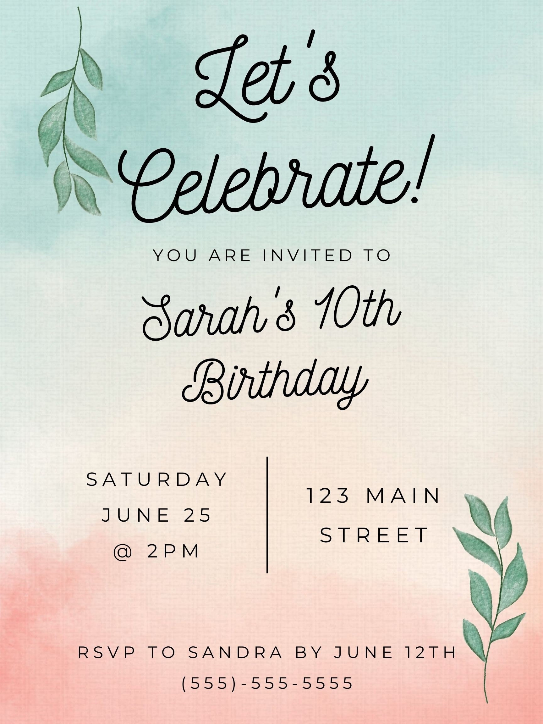 free customizable birthday invitation templates