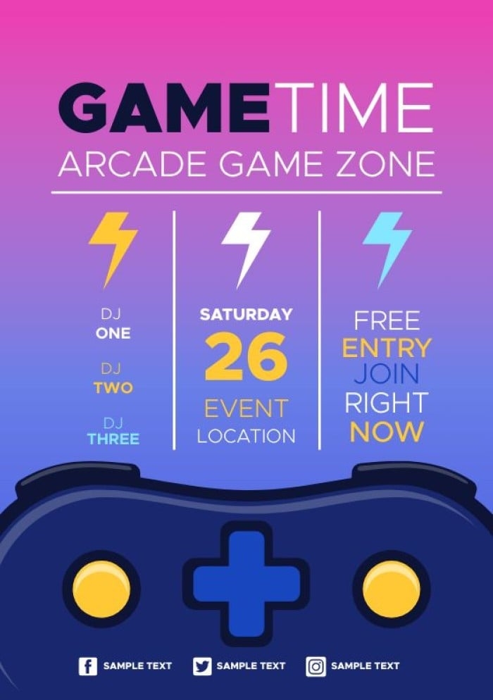 Customize Online This Hand drawn Gradient Retro Gaming Free Entry