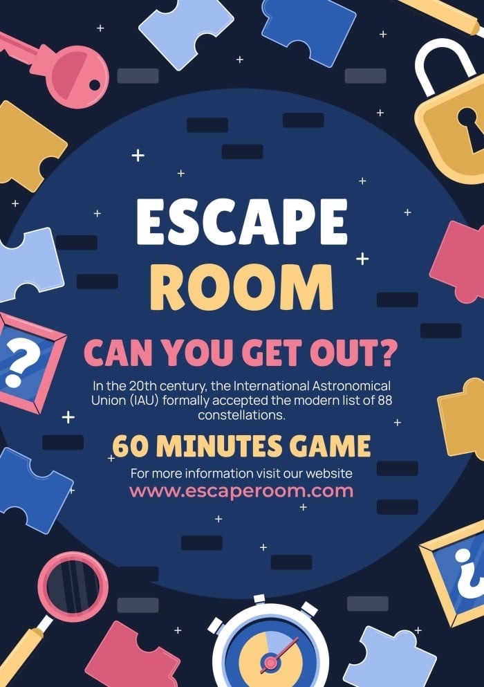 Customize This Flat Colorful Escape Room Invitation Template In Minutes