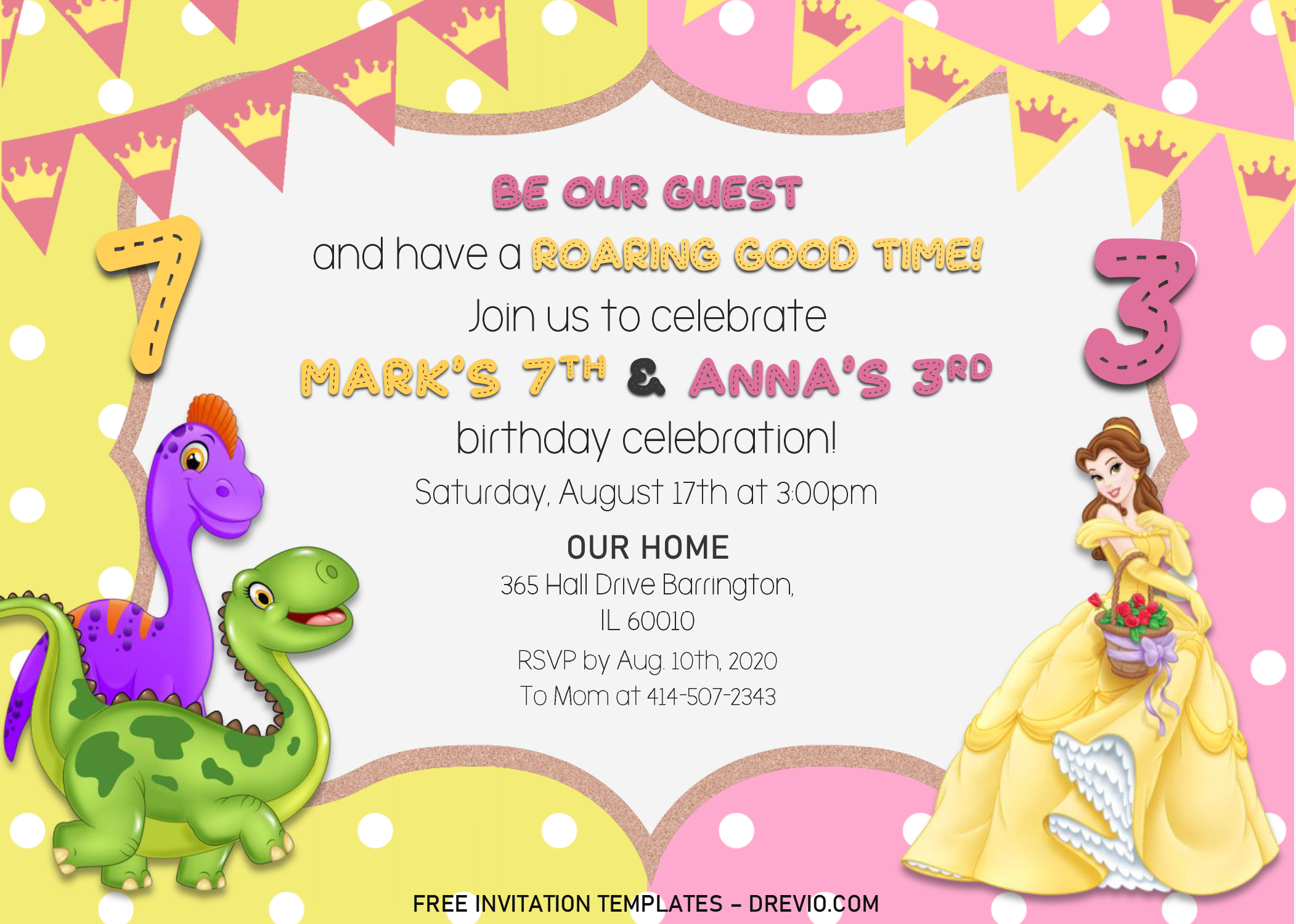 Cute Joint Birthday Invitation Templates Editable Docx Download
