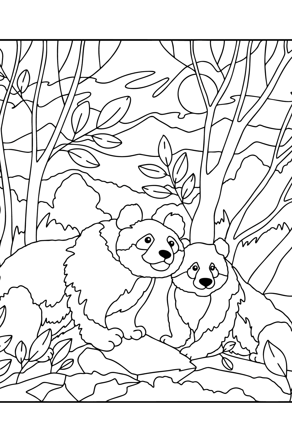 Cute Pandas Pandas Coloring Pages For Adults Online And Printable