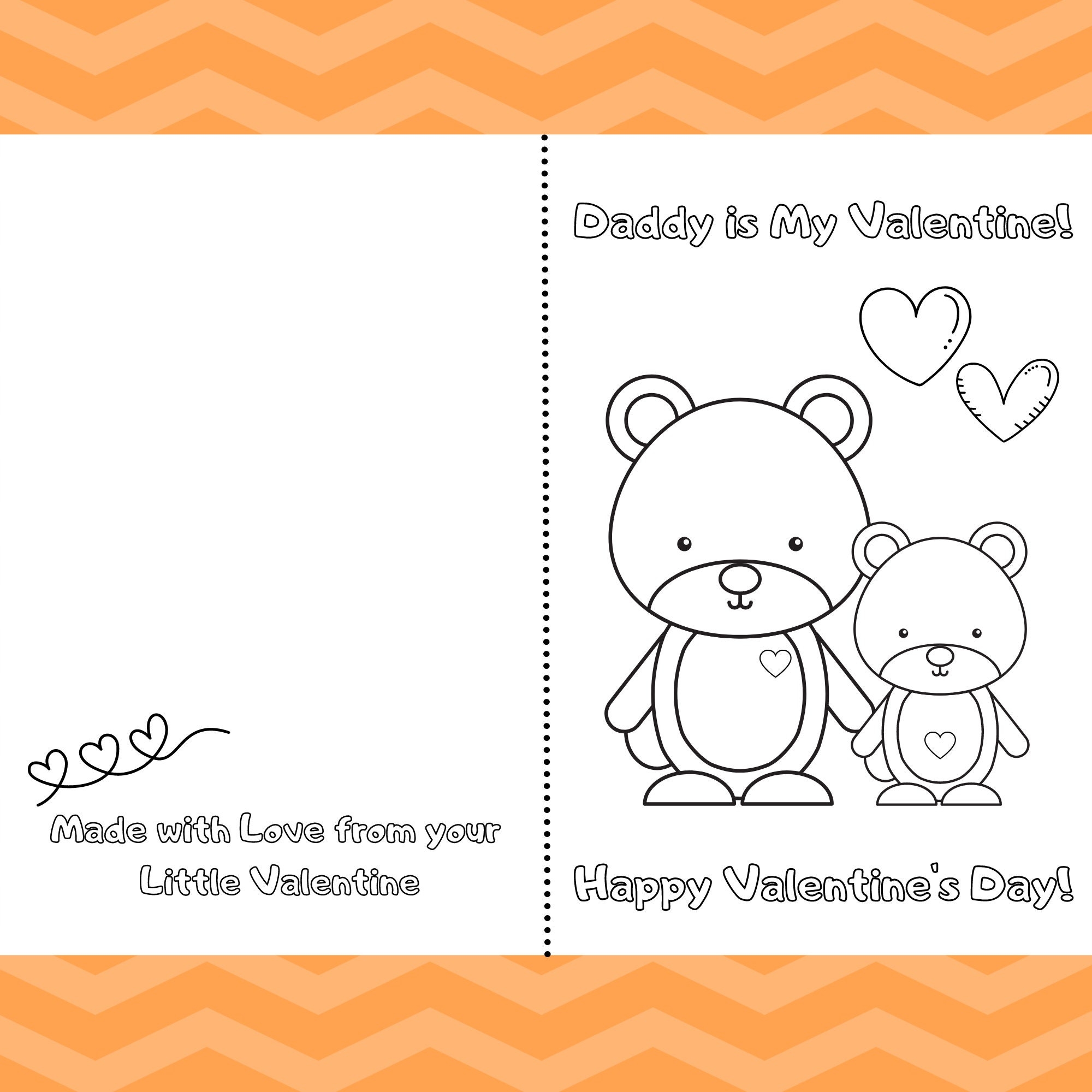 Daddy Is My Valentine Printable Foldable Kid Valentine Card To Color 