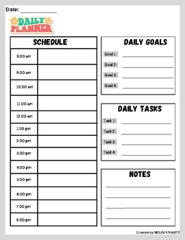 daily planner worksheet