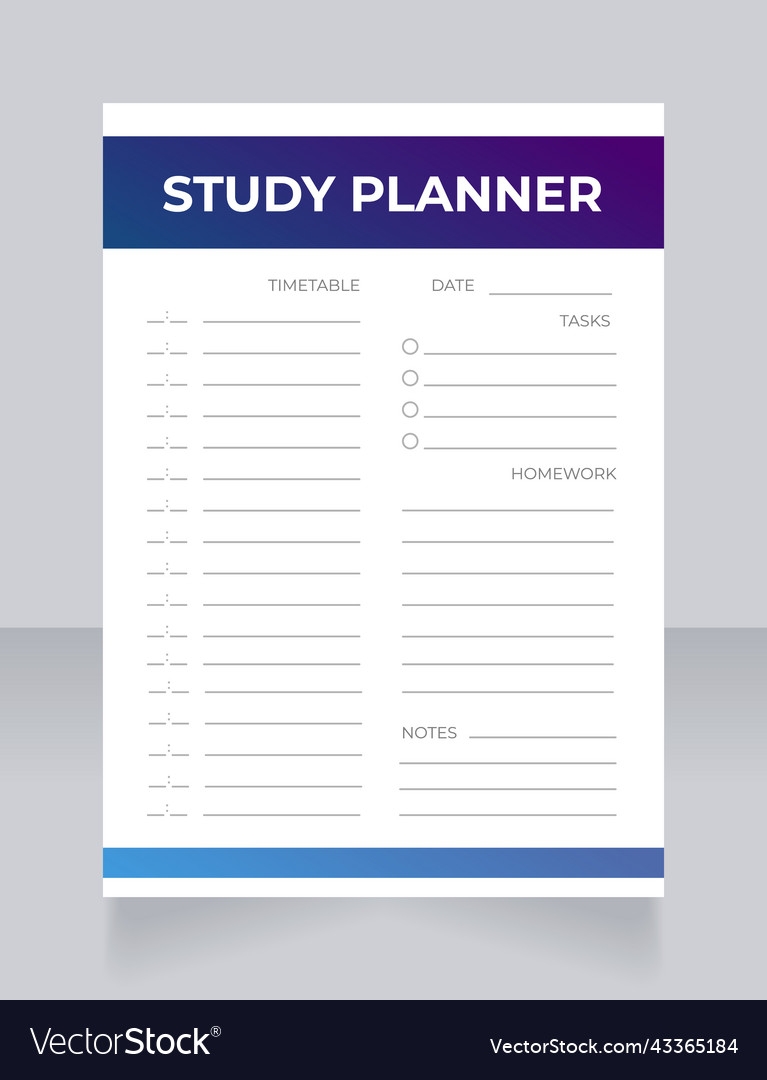 Daily Planner Worksheet Design Template Stock Vector Image Art 
