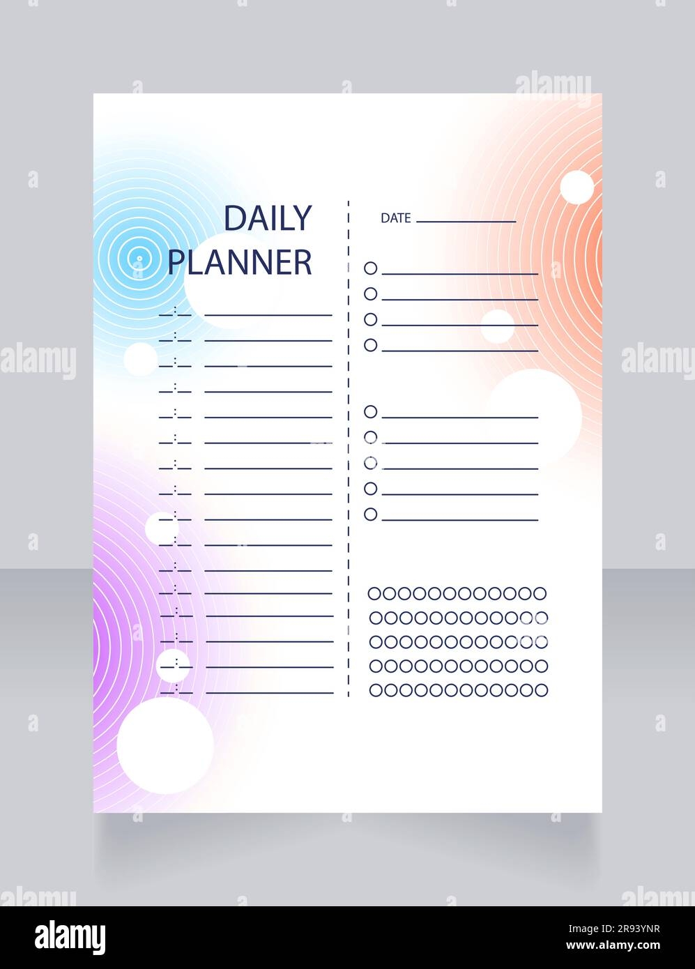 Daily Planner Worksheet Design Template Stock Vector Image Art 