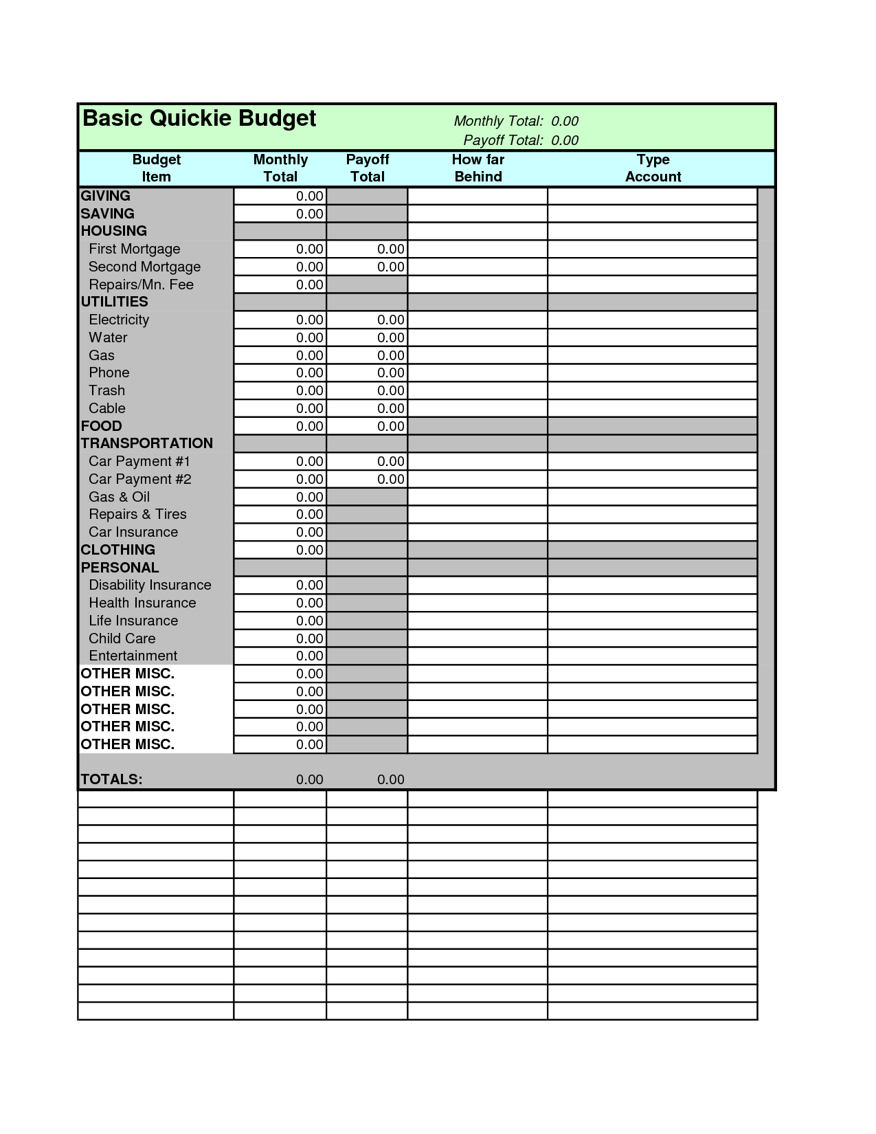 Dave Ramsey Budget Calculator Spreadsheets Dave Ramsey Printable 