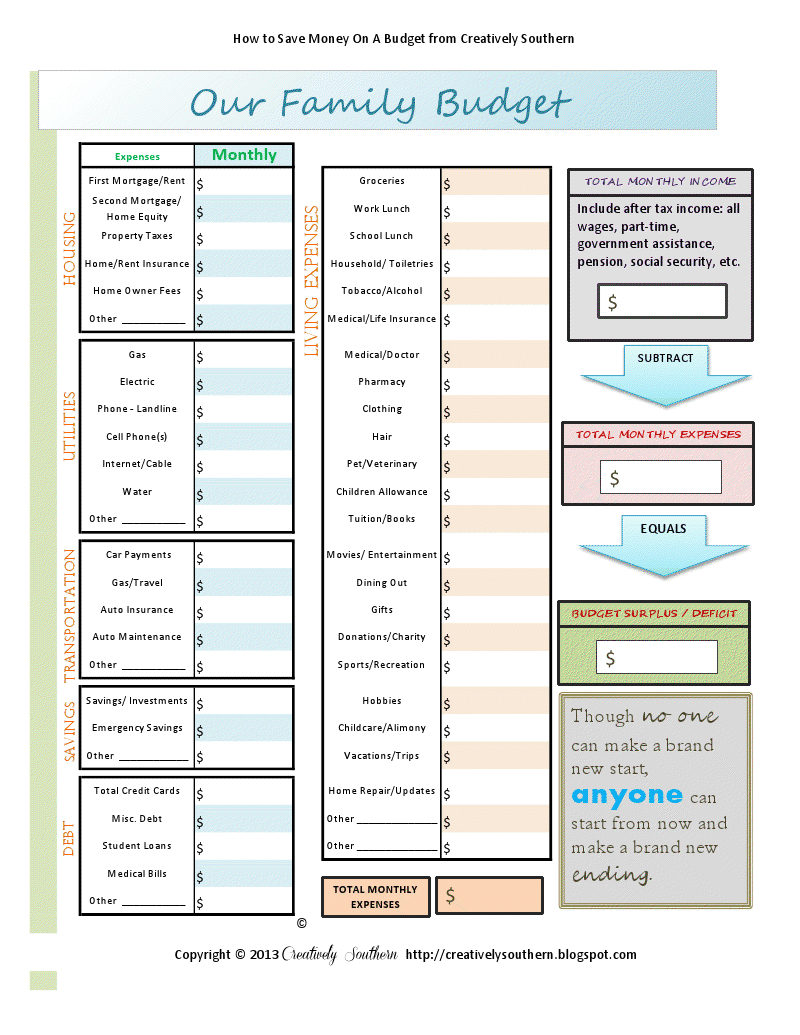 Dave Ramsey Budget Spreadsheet Or Printable Bud Worksheet Dave 