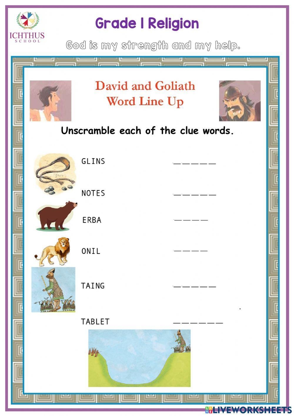 David And Goliath Activity Live Worksheets Worksheets Library