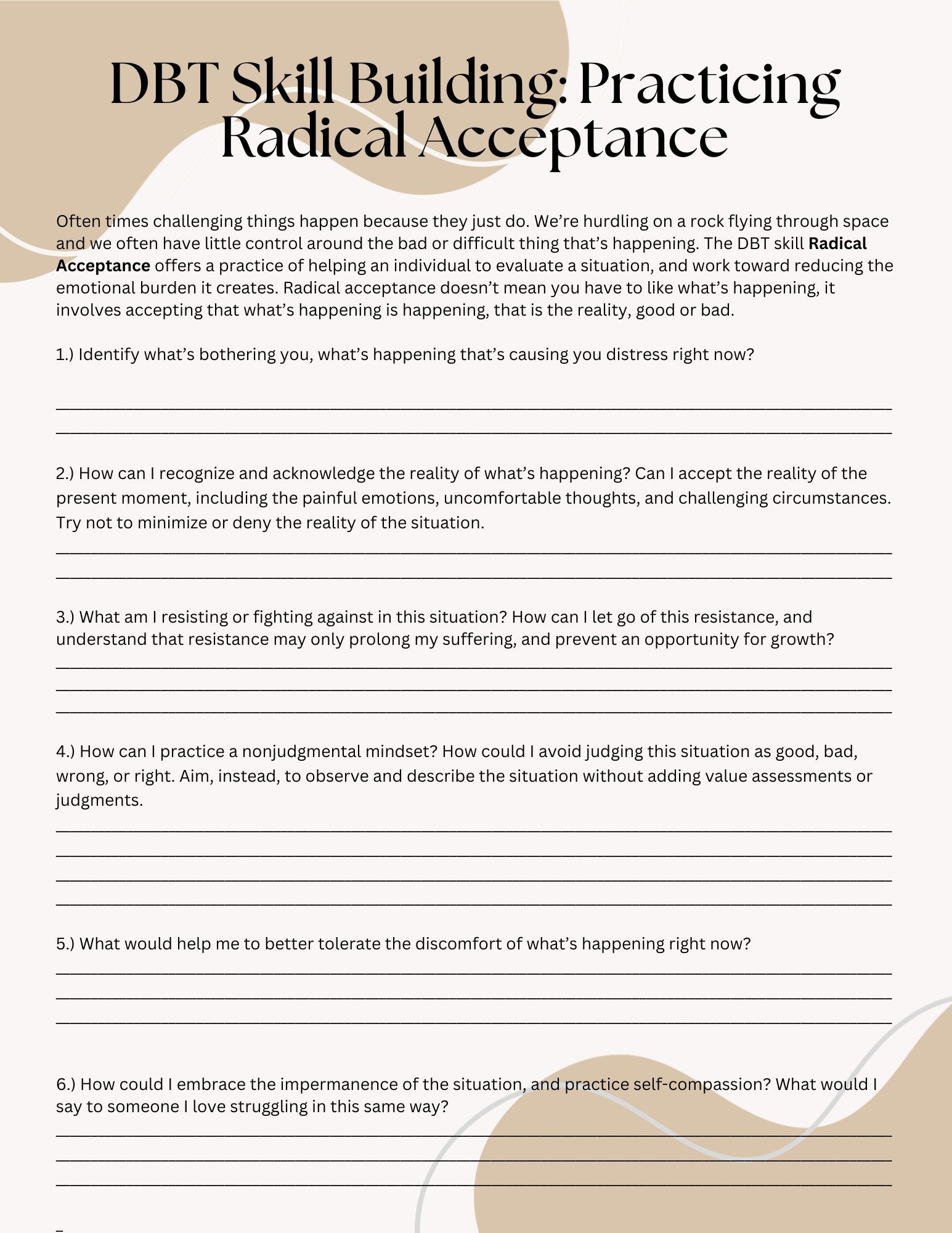 DBT Skill Building Practicing Radical Acceptance Etsy Radical