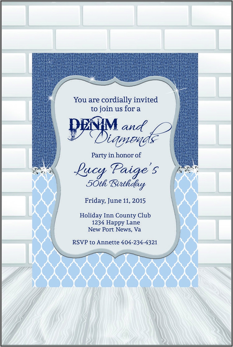 Denim And Diamonds Invitation Templates Template 2 Resume Examples
