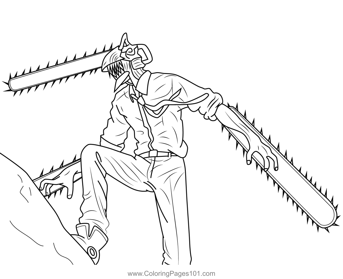 Denji As A Chainsaw Man Chainsaw Man Coloring Page Coloring Pages For
