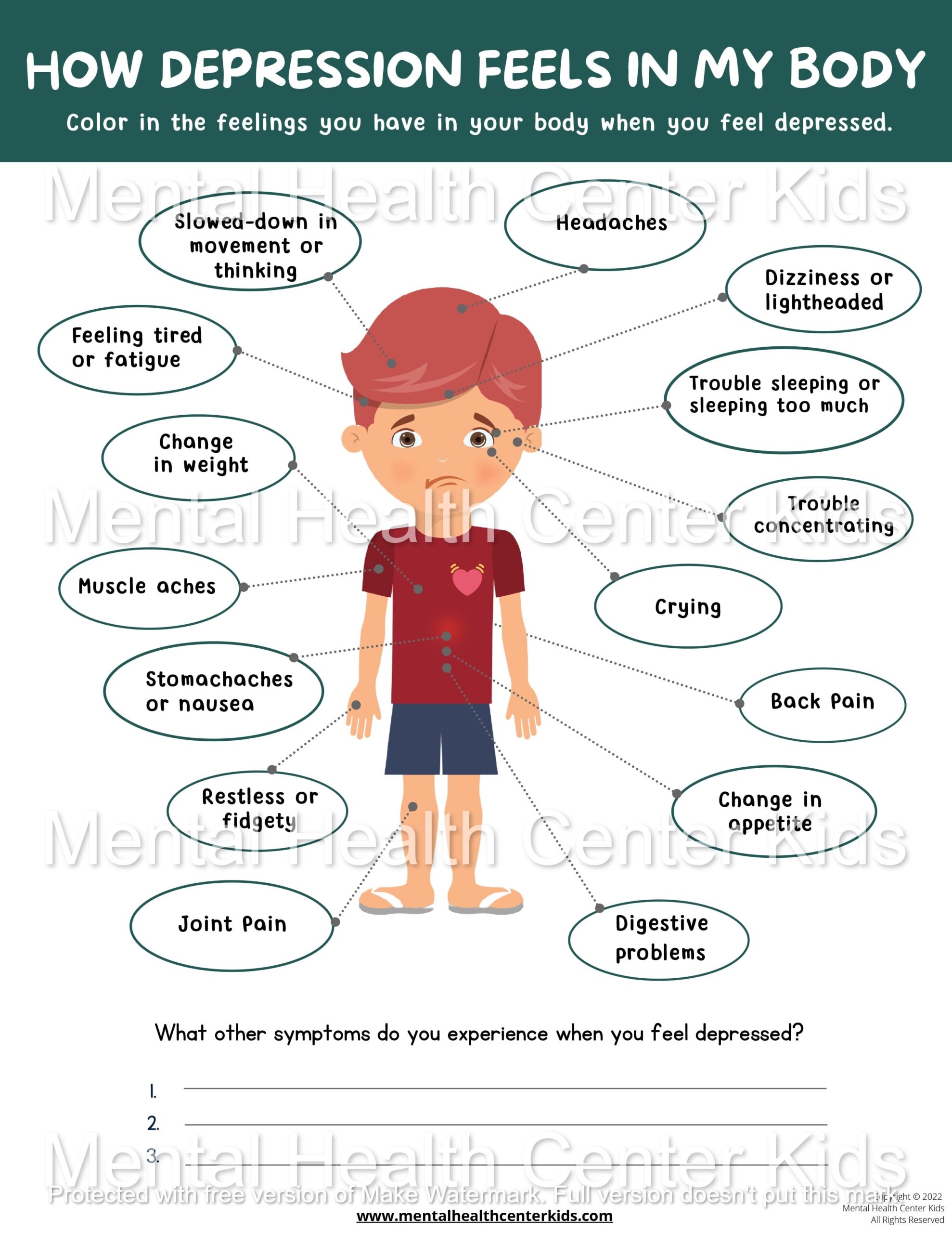 Depression Coping Skills Fillable Worksheet Teens Adolescents Low 