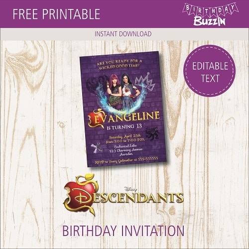 free descendants invitations templates