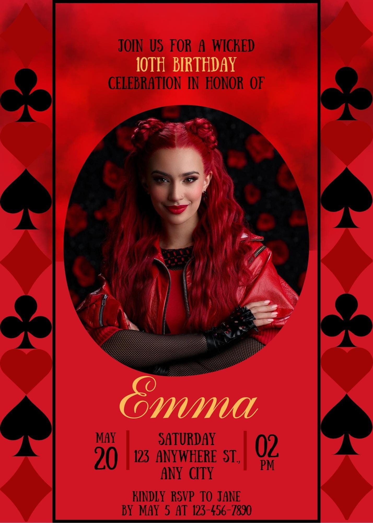 Descendants Rise Of Red Invitation Etsy UK Red Birthday Party 
