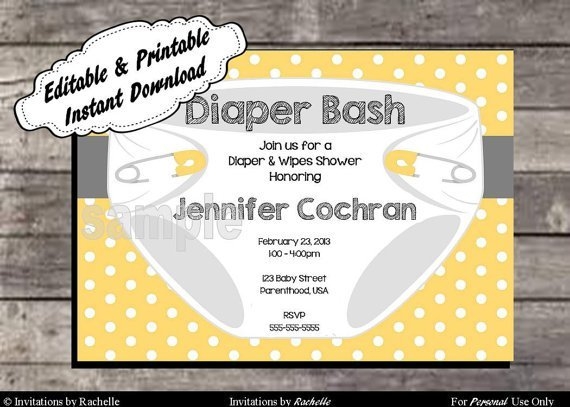 Diaper Party Invitations Printable