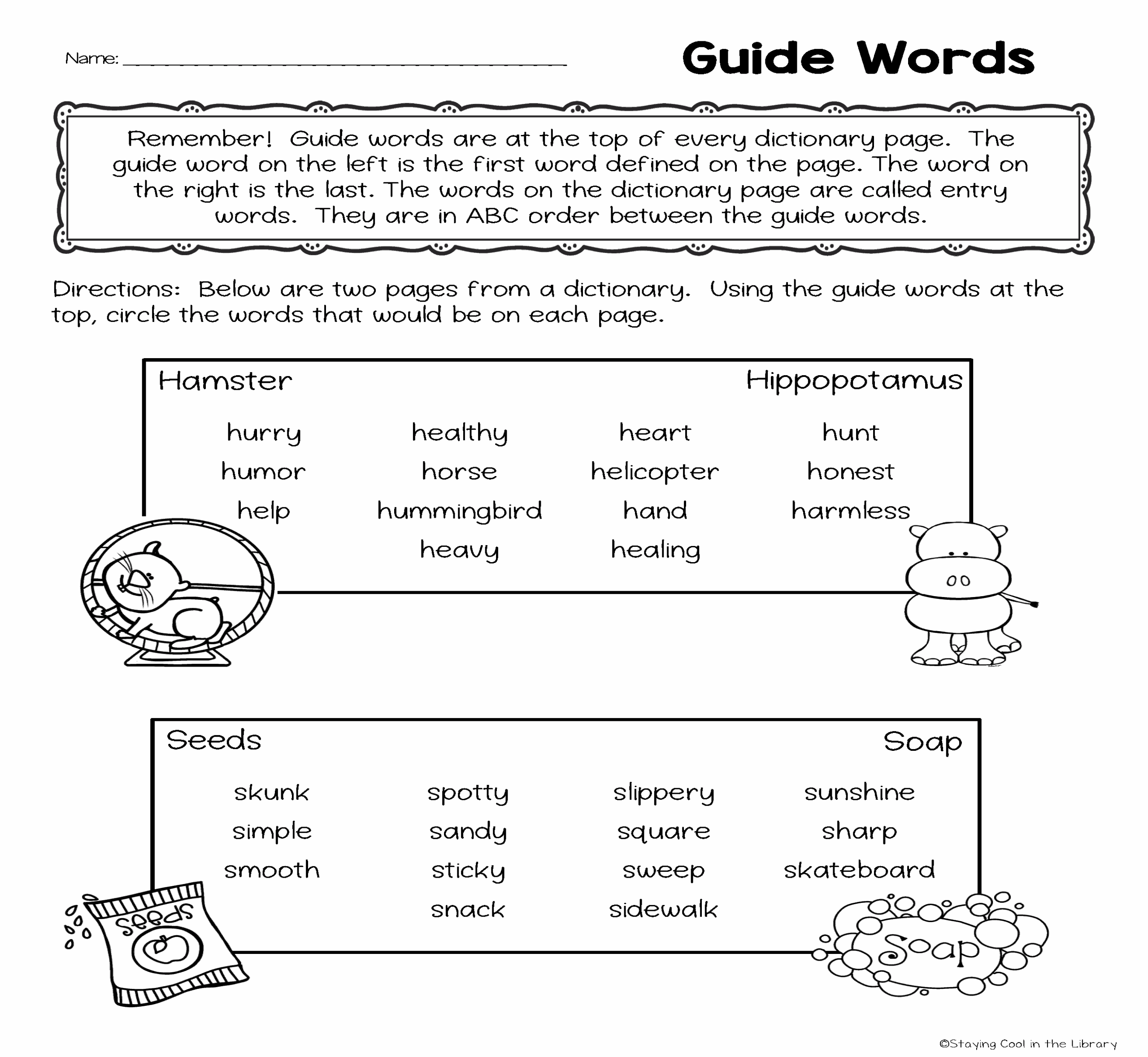 dictionary skills worksheet