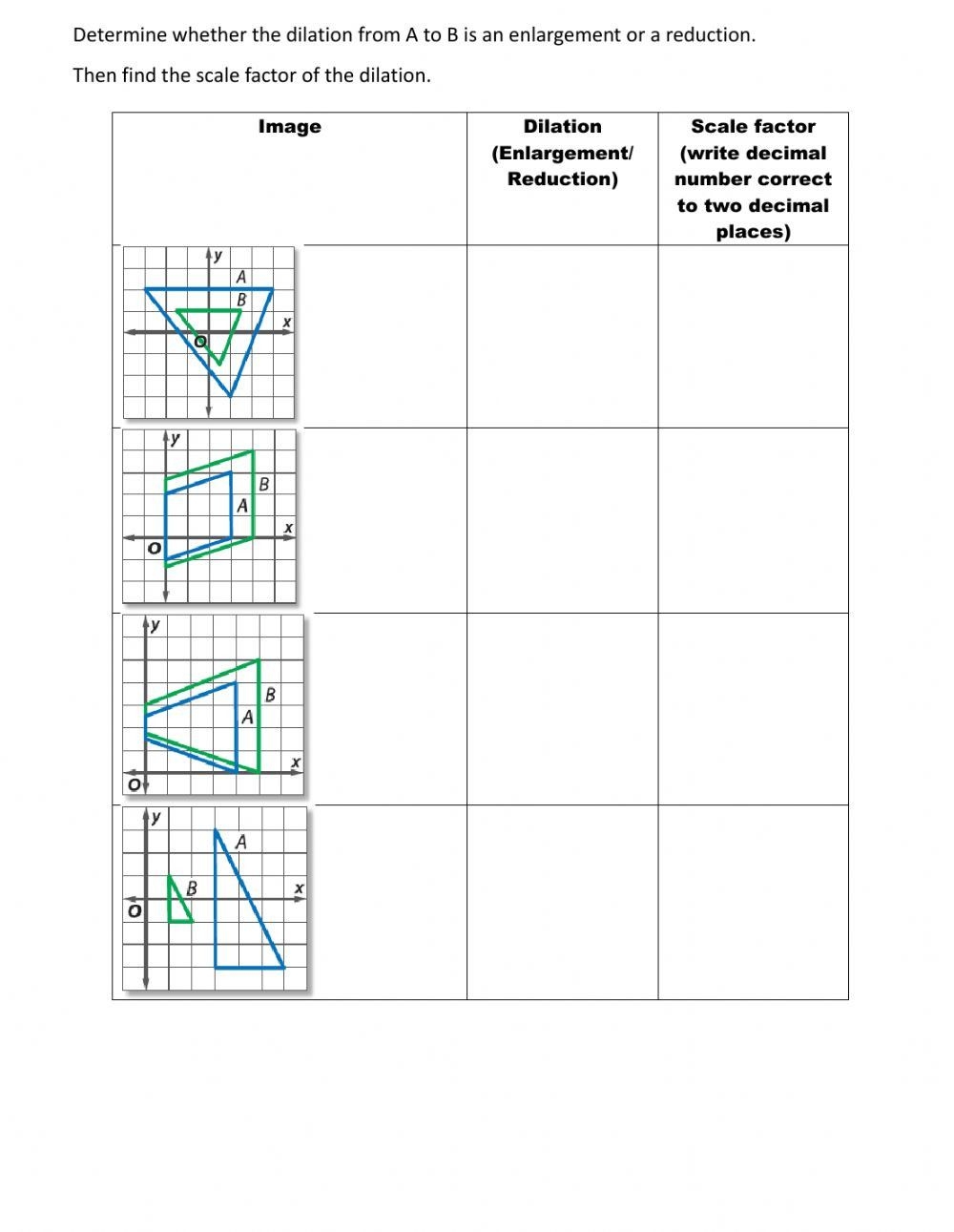 Dilations And Scale Factors Independent Practice Worksheet Pdf 