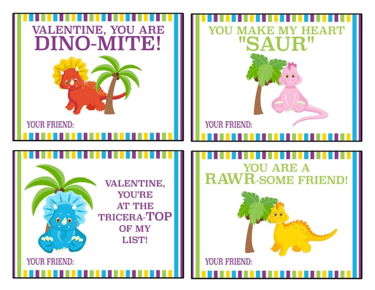 Dinosaur Valentine Puns Free Printable Cards 
