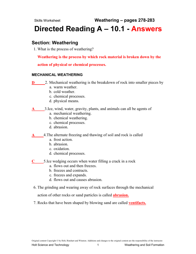 directed reading worksheet answer key cycles in nature