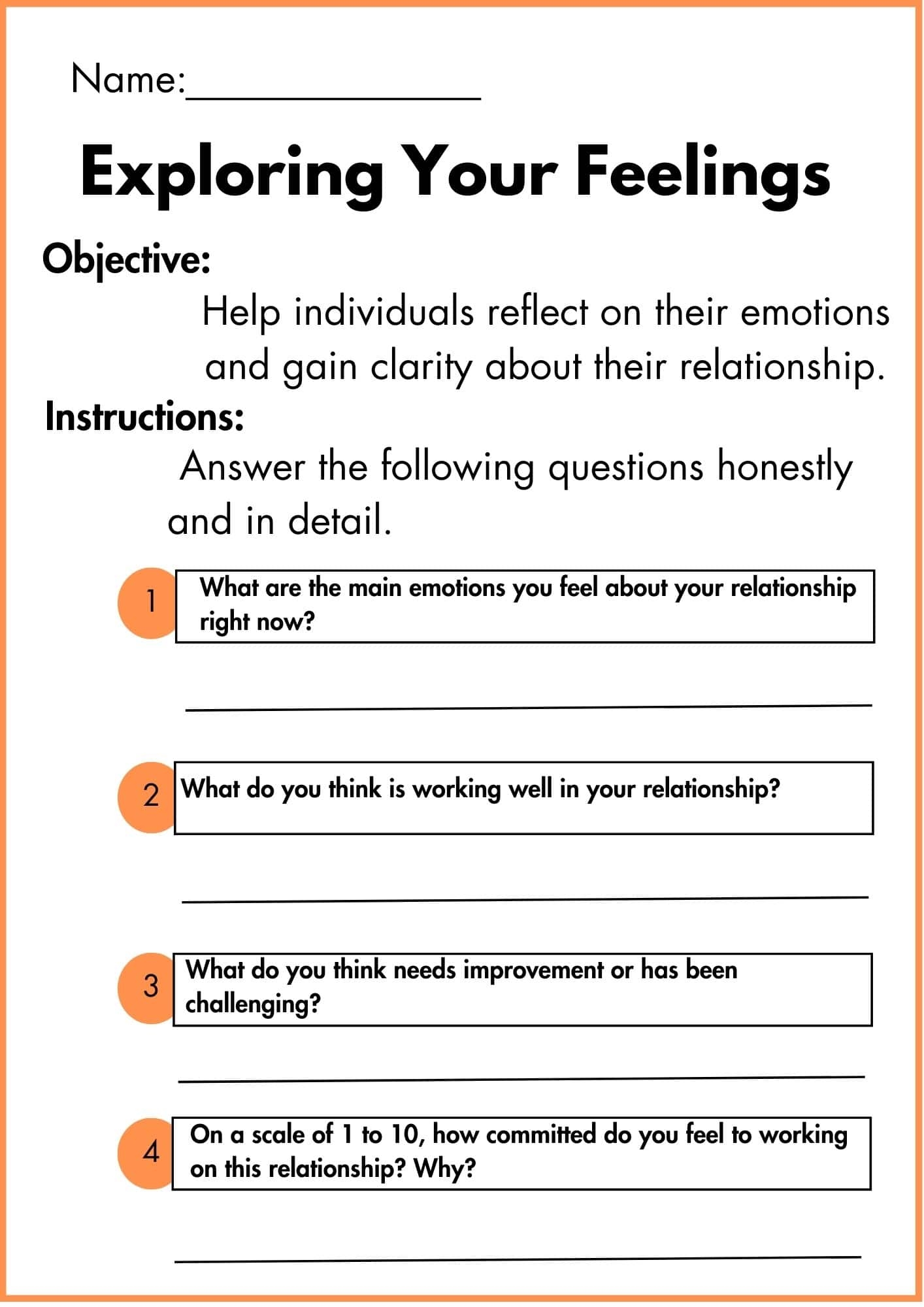 Discernment Counseling Worksheets