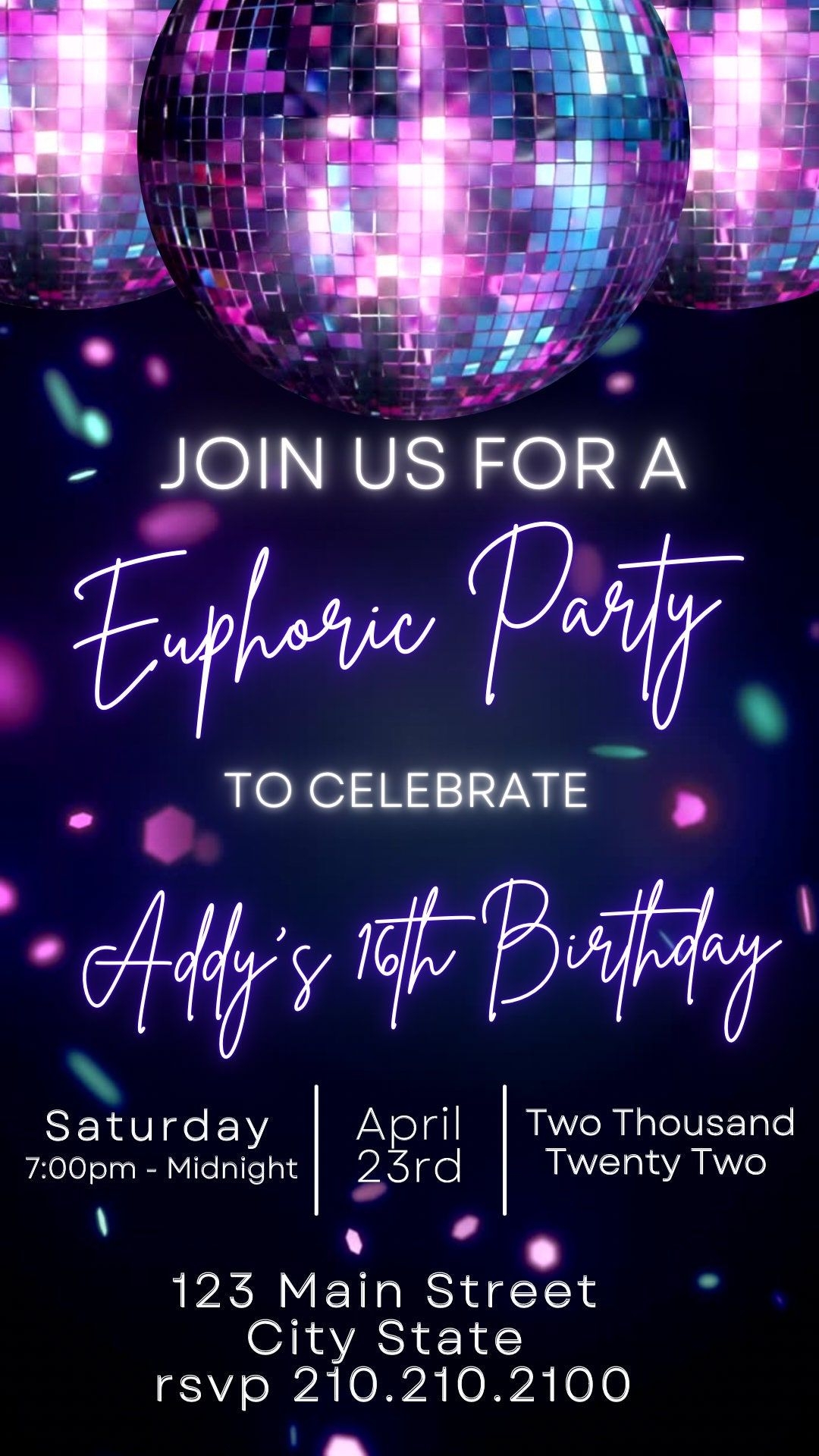 Disco Birthday Party Invitation