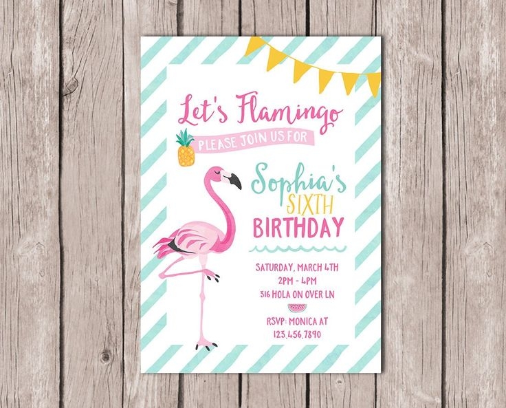 DIY PRINTABLE Flamingo Birthday Invite Summer Birthday Invite 