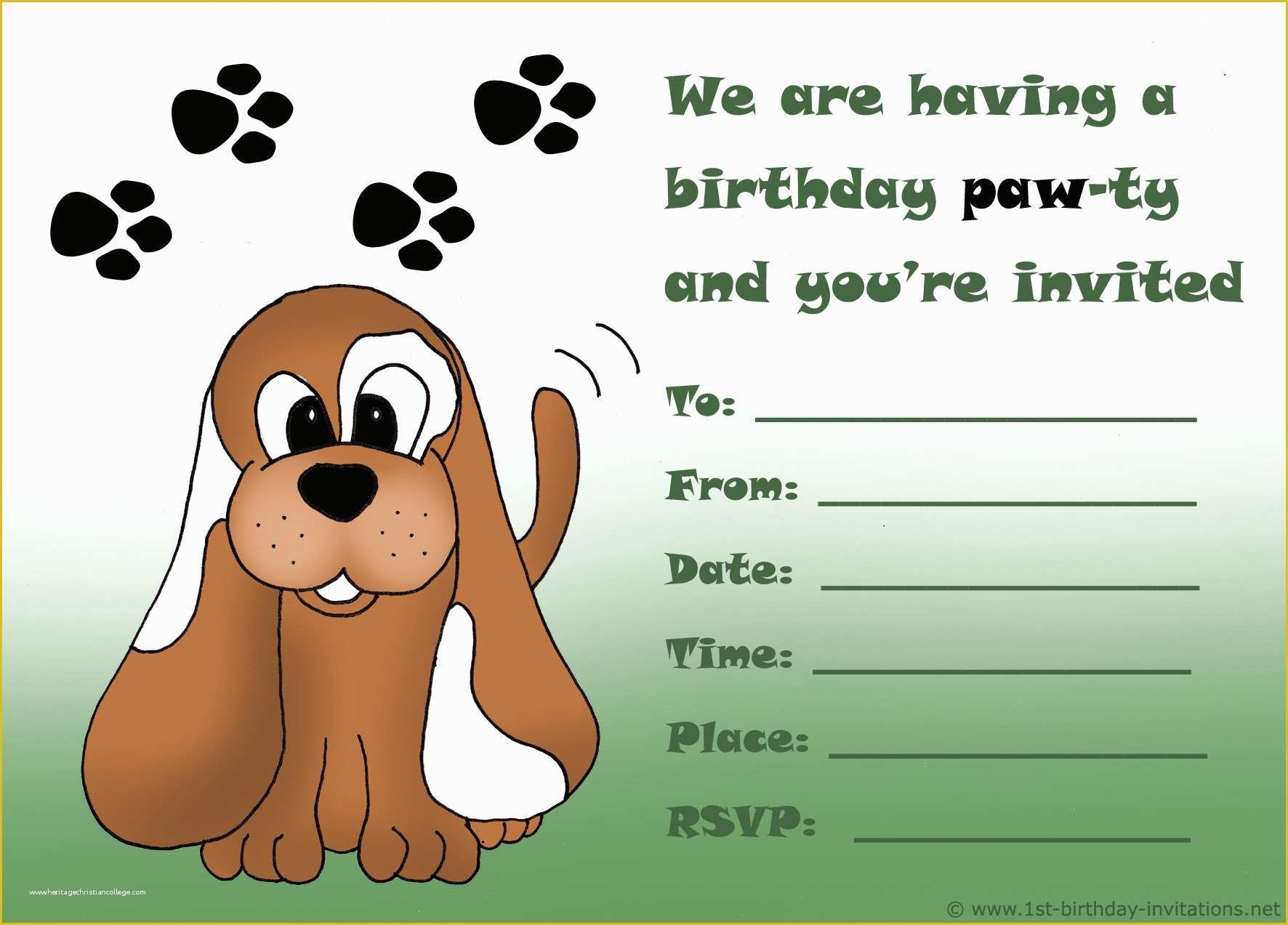 Dog Birthday Party Invitations Templates Free Of Puppy Invitation Boy