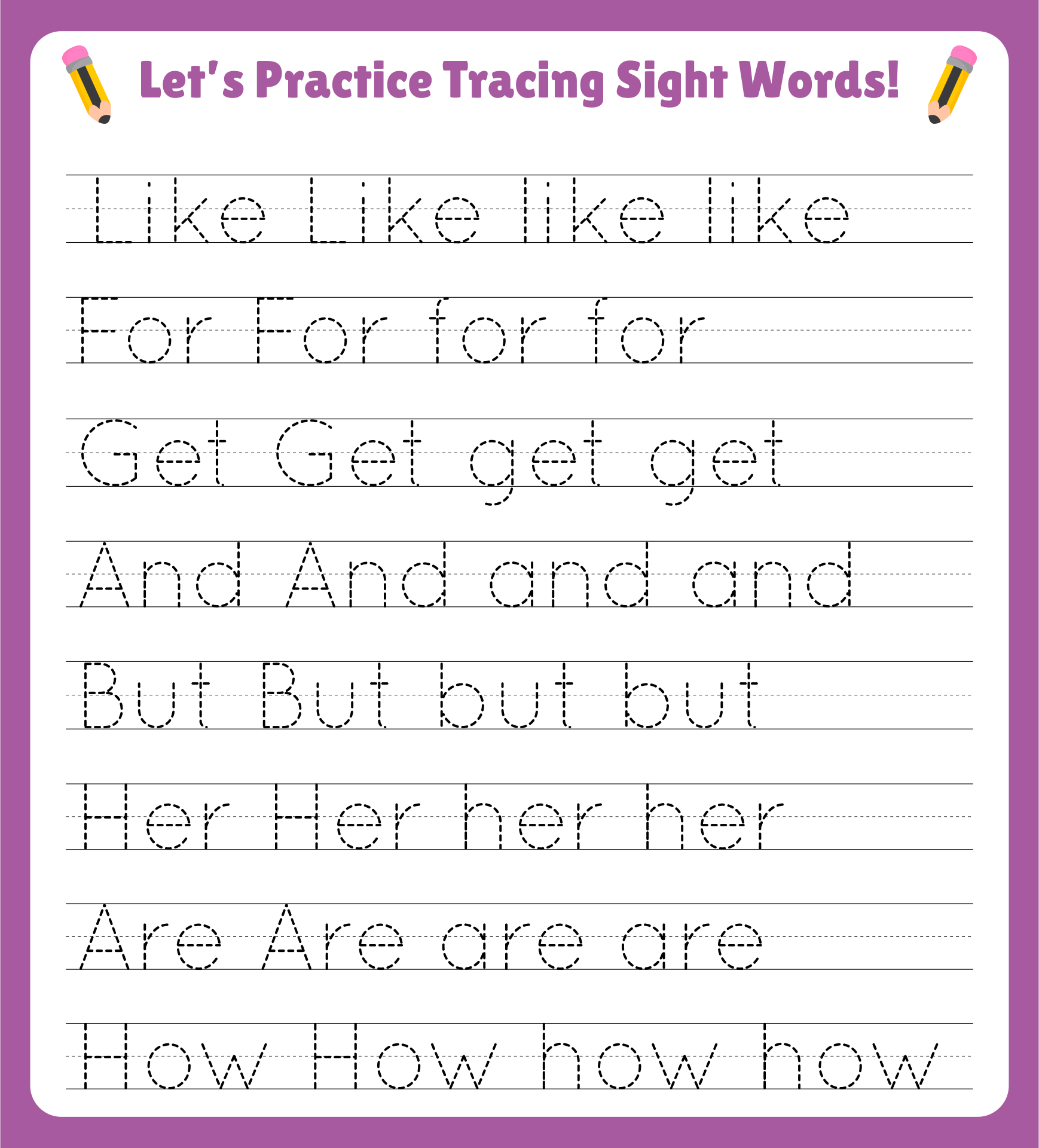 Dolch Sight Word Tracing Worksheets Name Tracing Generator Free Hot 