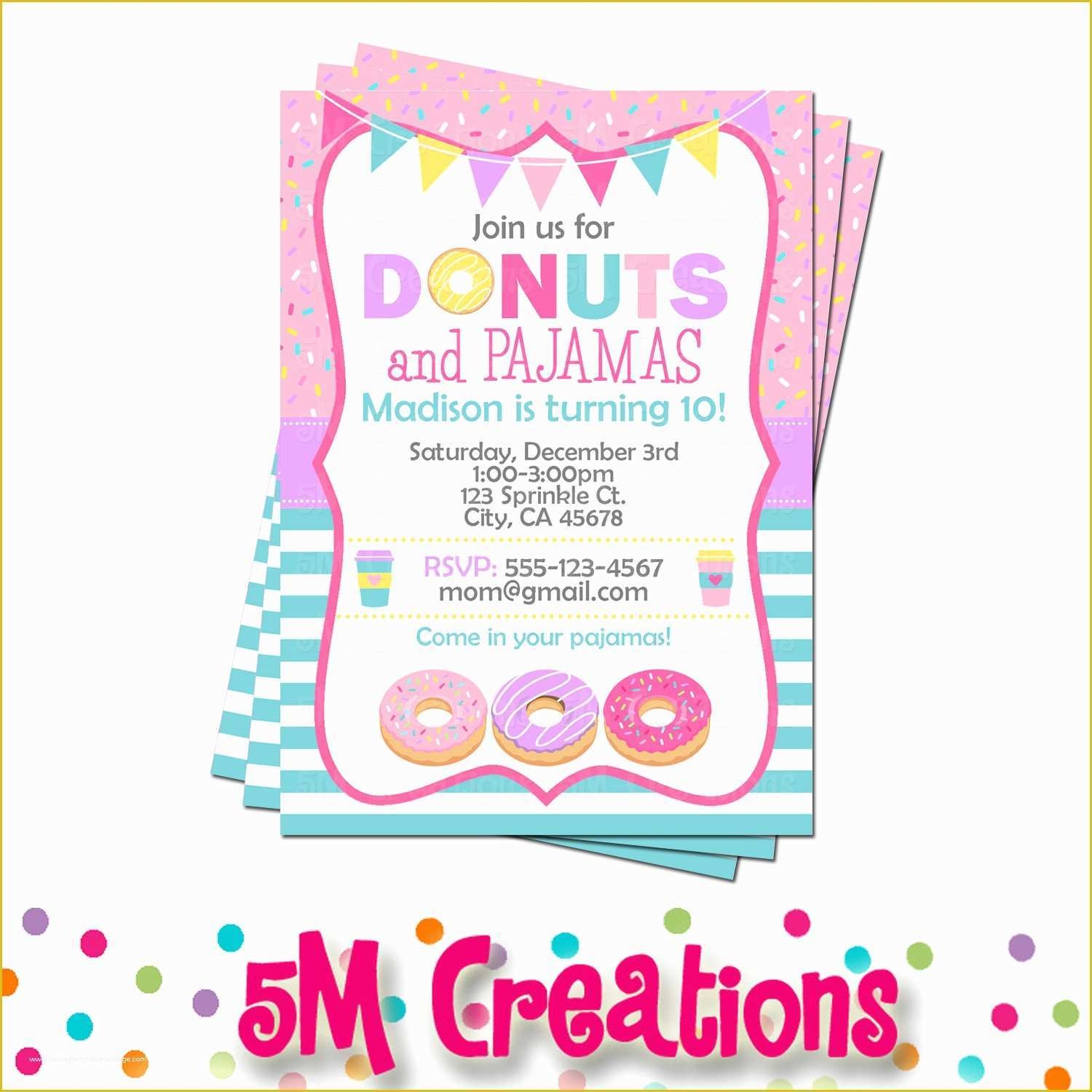 Donut Invitation Template Free Of Donut Party Invitation Doughnut 