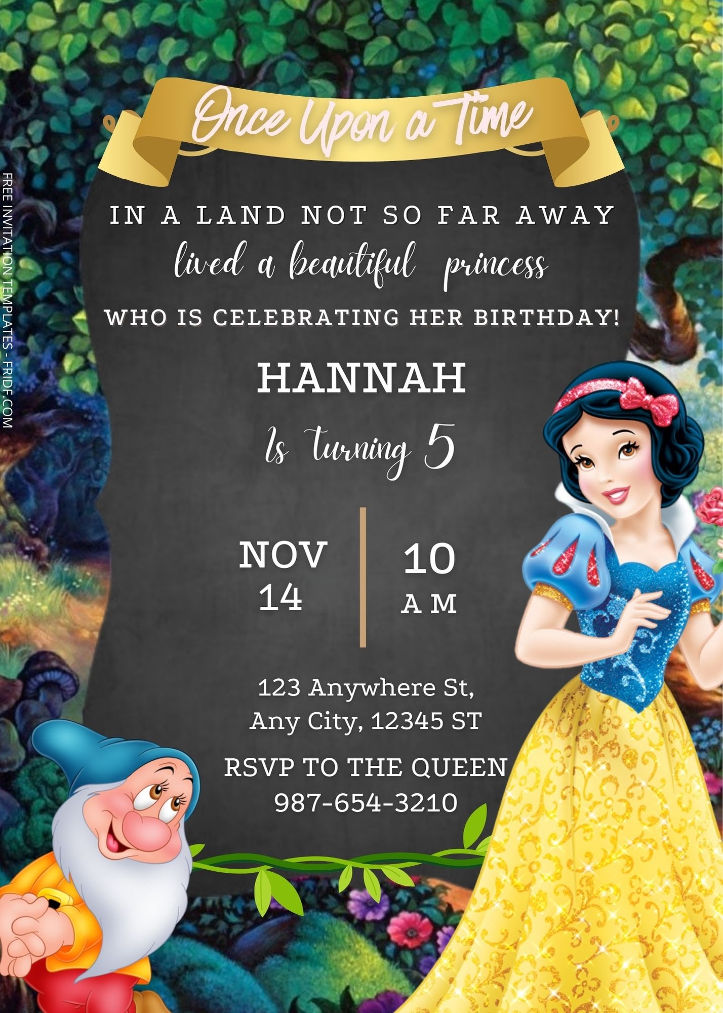 Download FREE Snow White Birthday Invitation Templates FRIDF