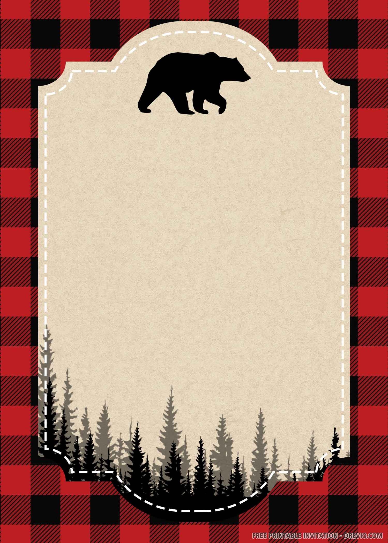 Download Now FREE PRINTABLE Lumberjack Birthday Invitation Template